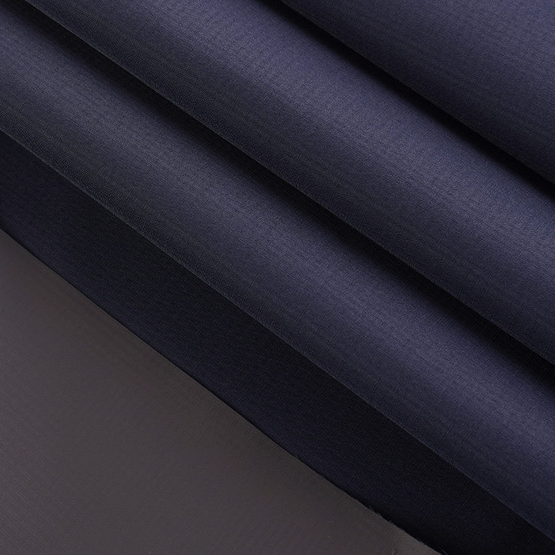 75D*150d double line ribstop pongee fabric black pu membrane laminated fabric